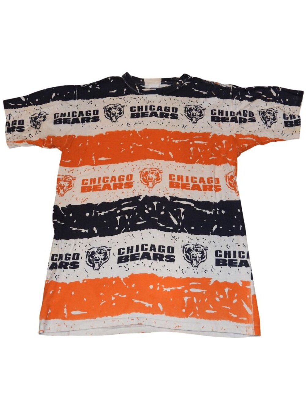 Vintage 90s Chicago Bears Jostens All Over Print AOP Single Stitch T-Shirt Large